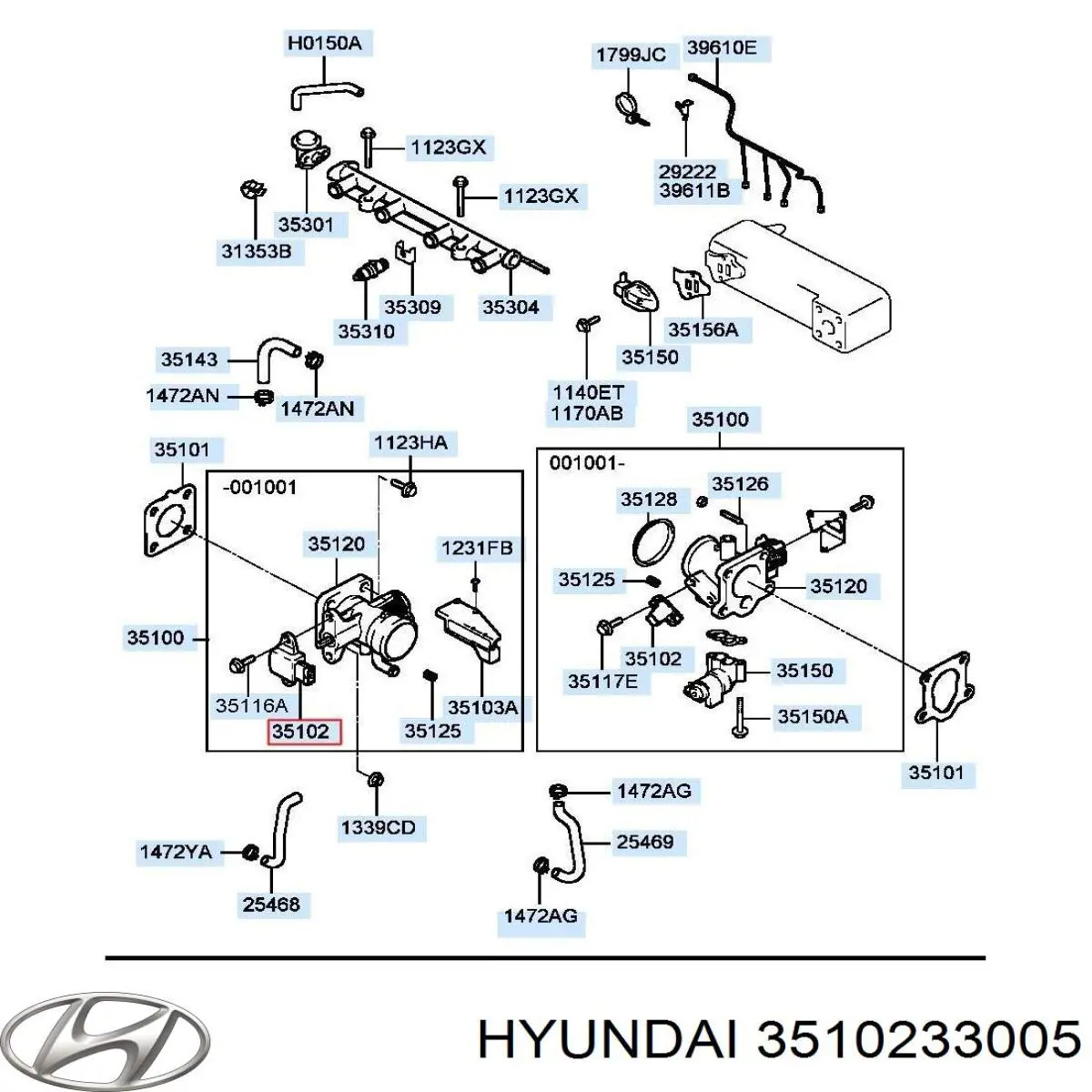 3510233005 Hyundai/Kia датчик положения дроссельной заслонки (потенциометр)