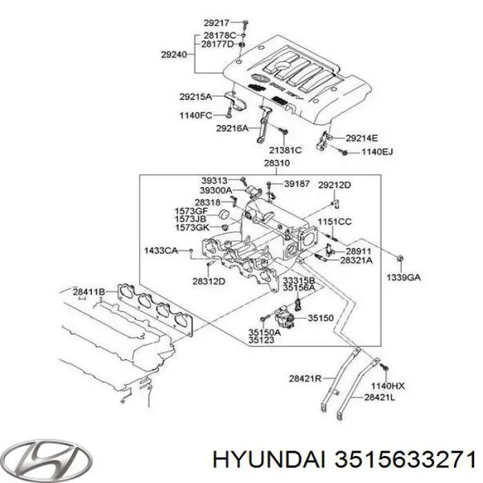 3515633271 Hyundai/Kia прокладка клапана (регулятора холостого хода)