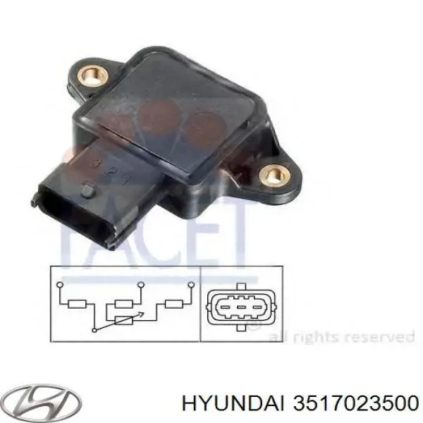 Датчик положения дроссельной заслонки (потенциометр) Hyundai/Kia 3517023500