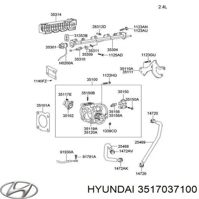 Датчик дроссельной заслонки 3517037100 Hyundai/Kia