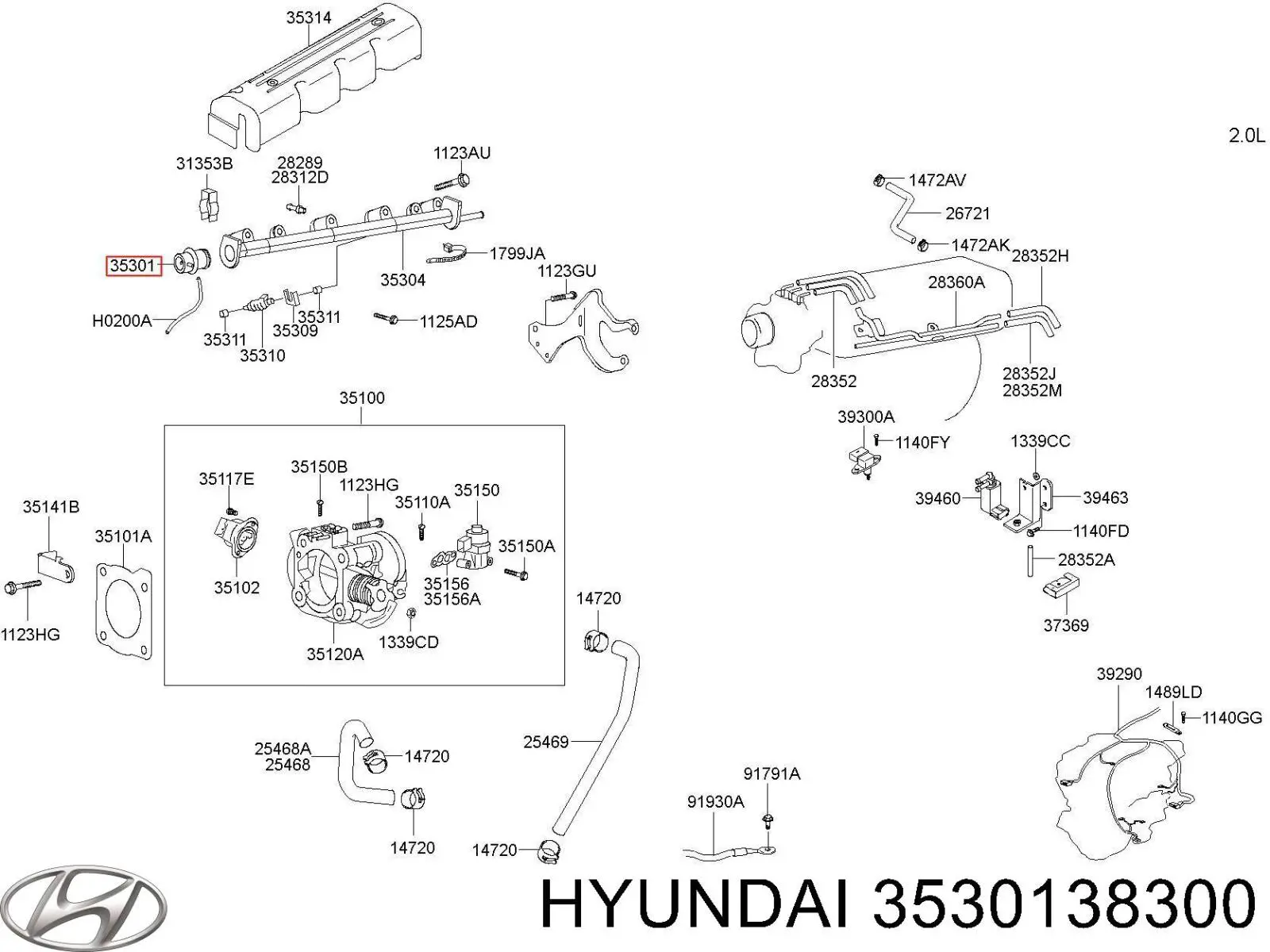 Прокладка регулятора давления топливной рейки 3530138300 Hyundai/Kia