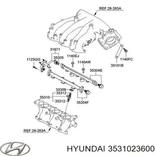 3531023600 Hyundai/Kia injetor de injeção de combustível