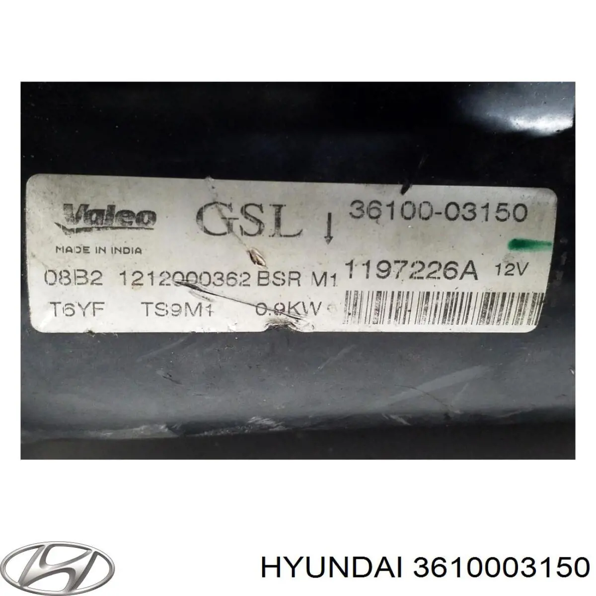 Стартер двигателя Hyundai/Kia 3610003150