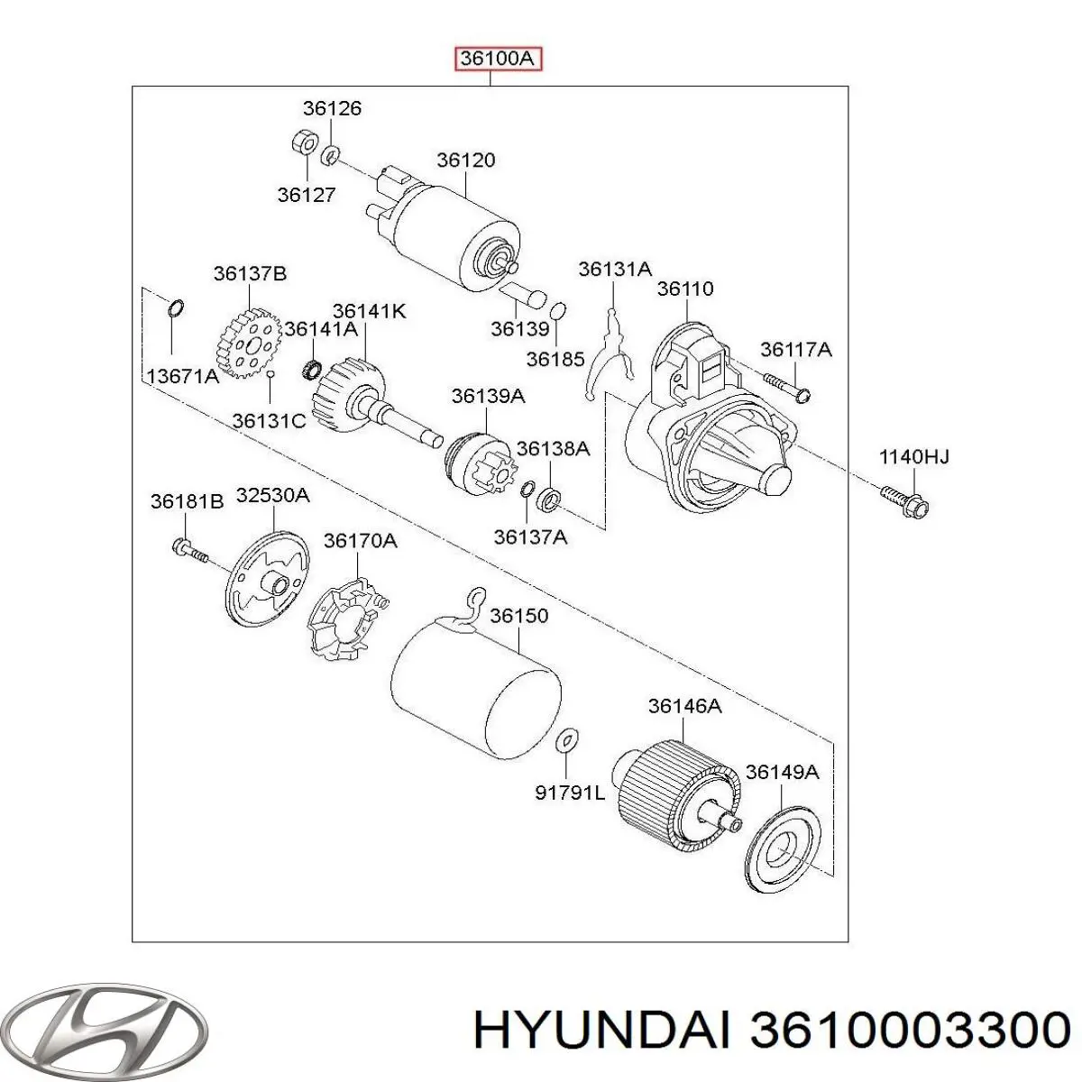 3610003300 Hyundai/Kia motor de arranco