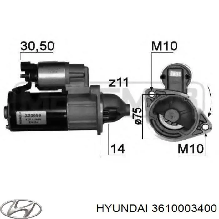 Купить 3610003400 Hyundai/Kia Стартер