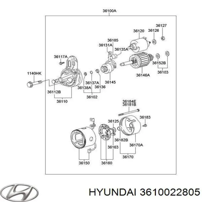 3610022805 Hyundai/Kia стартер
