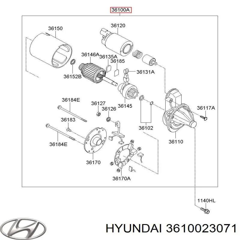 Стартер 3610023071 Hyundai/Kia