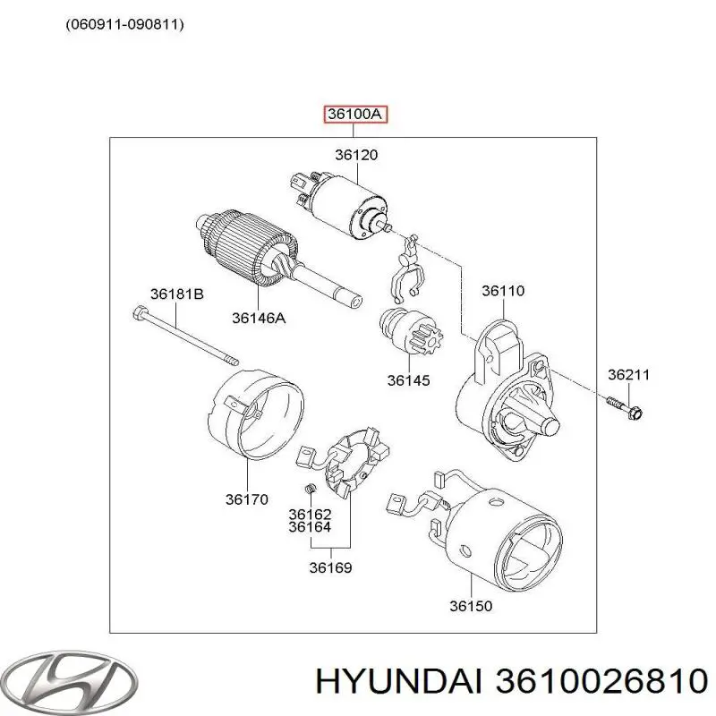 Стартер 3610026810 Hyundai/Kia