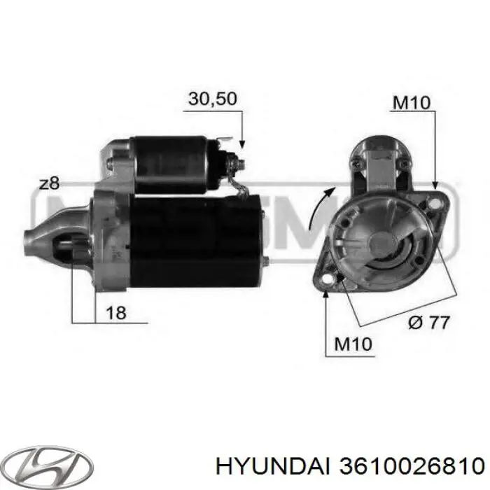 Стартер Hyundai/Kia 3610026810 цена, от 75.81 USD