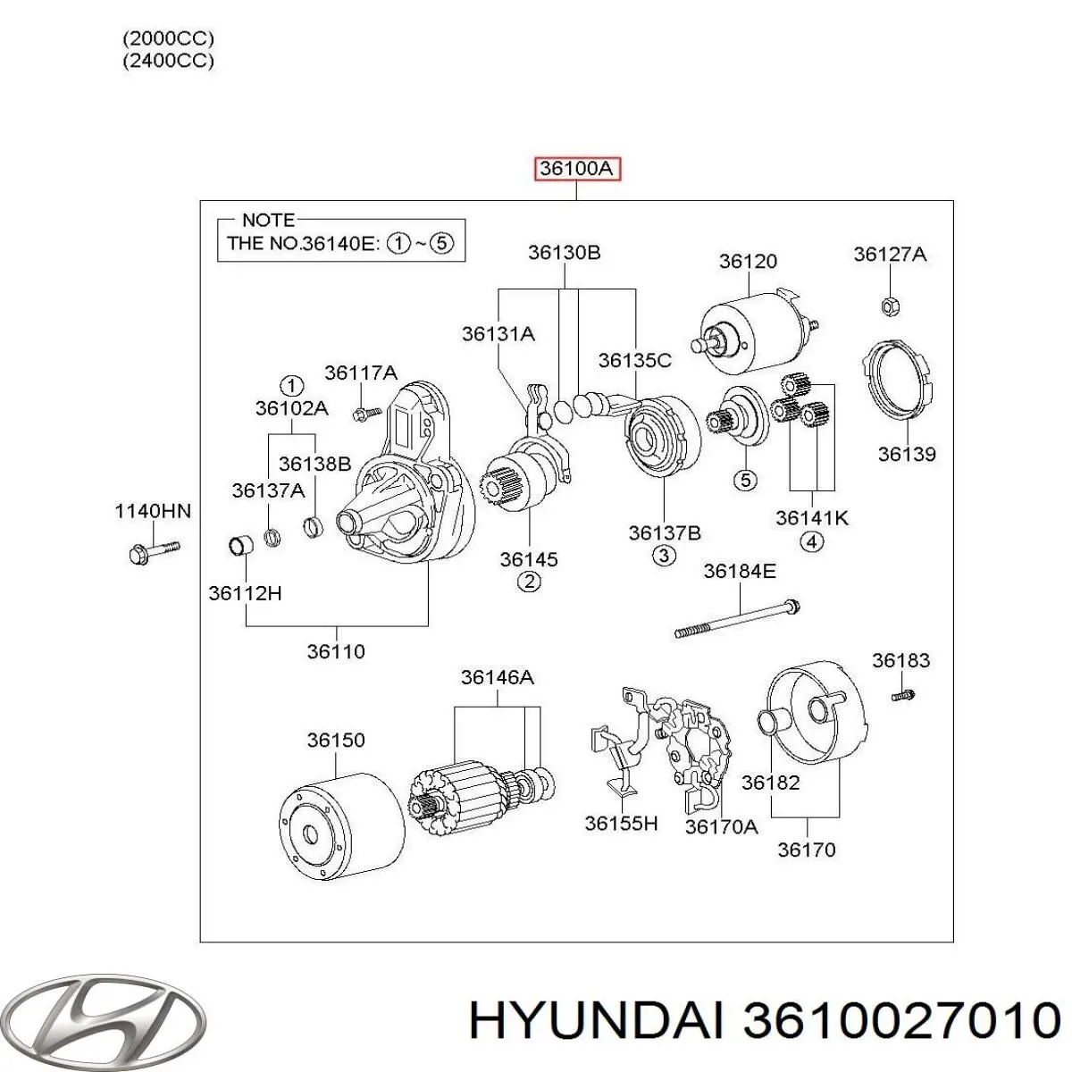 Стартер Hyundai/Kia 3610027010 цена, от 22.60 USD
