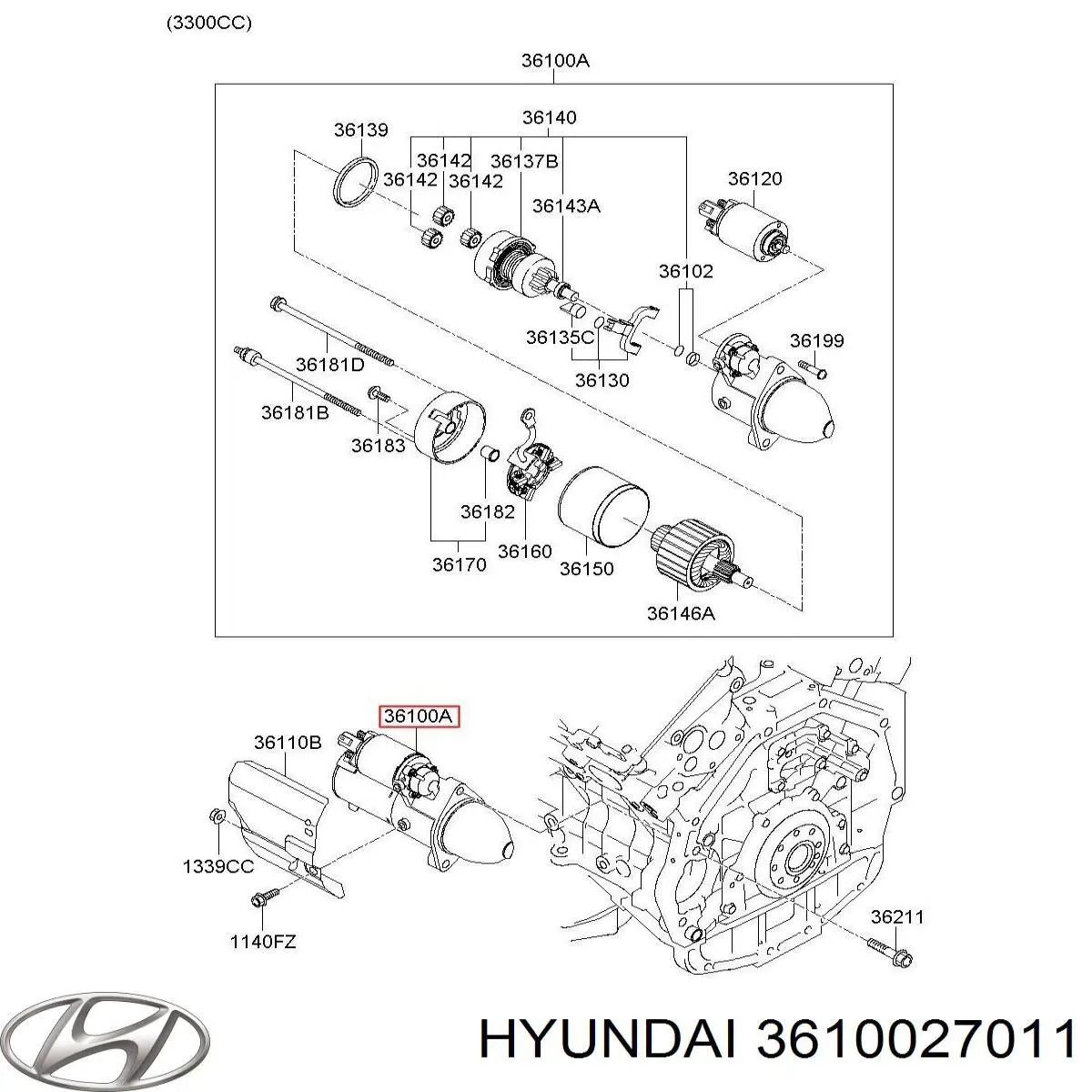 Motor de arranco Hyundai/Kia 3610027011 preço, a partir de 68,17 USD