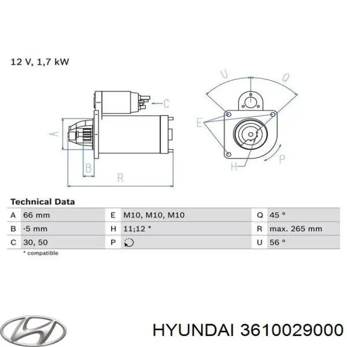 Купить 3610029000 Hyundai/Kia Стартер