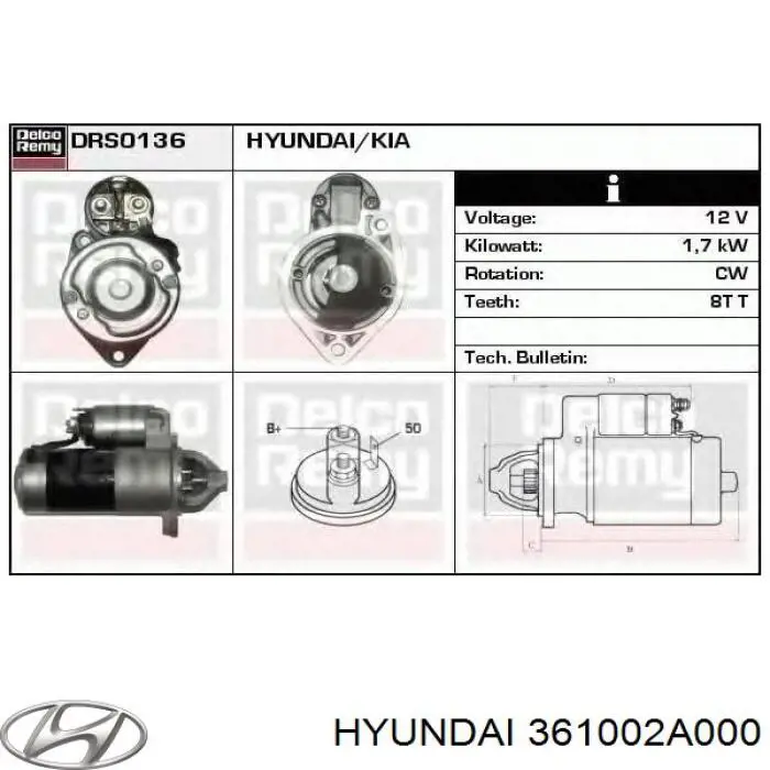 361002A000 Hyundai/Kia стартер