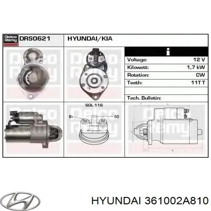 361002A810 Hyundai/Kia motor de arranco