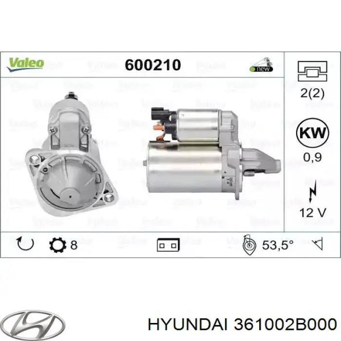 Стартер 361002B000 Hyundai/Kia