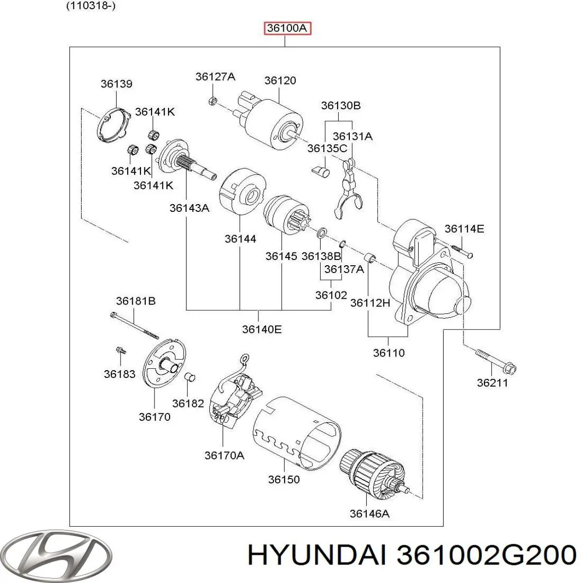 Стартер 361002G200 Hyundai/Kia