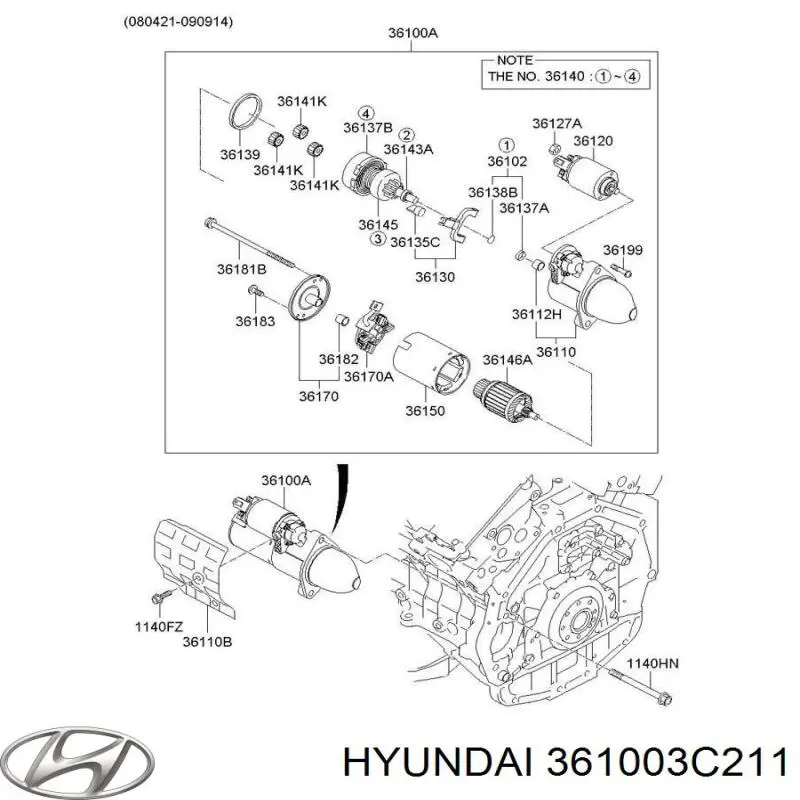 361003C211 Hyundai/Kia стартер