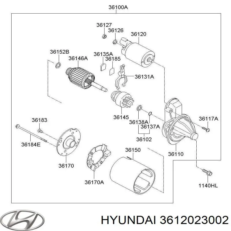 Втягивающее реле стартера 3612023002 Hyundai/Kia