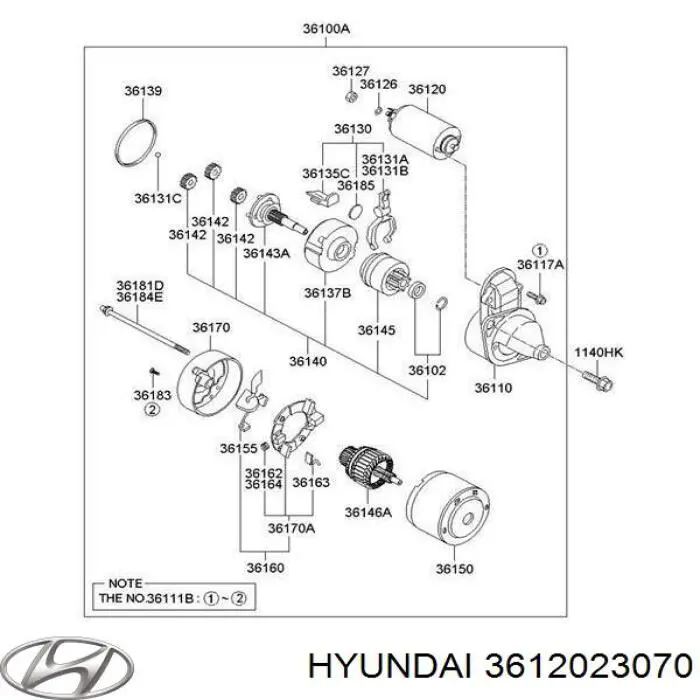 3612023070 Hyundai/Kia relê retrator do motor de arranco