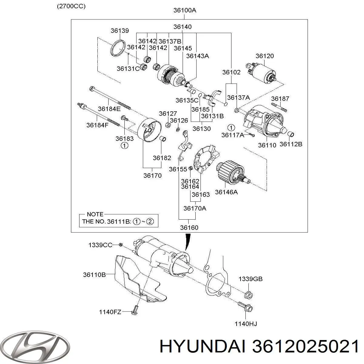 3612025021 Hyundai/Kia реле втягивающее стартера