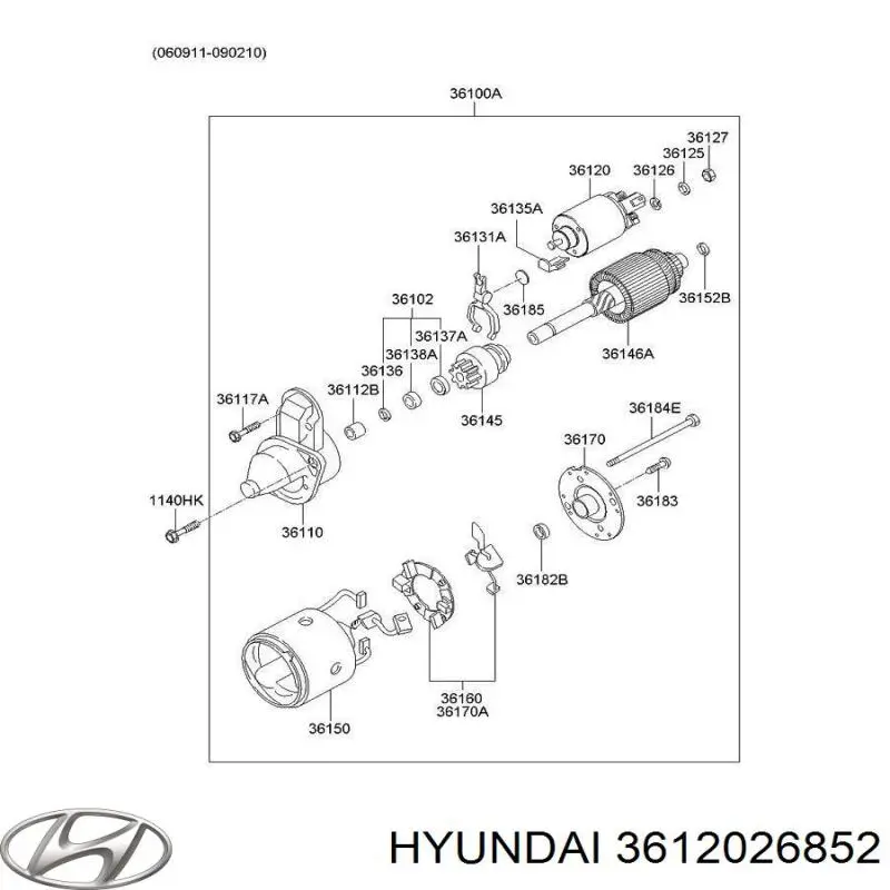 Втягивающее реле стартера 3612026852 Hyundai/Kia