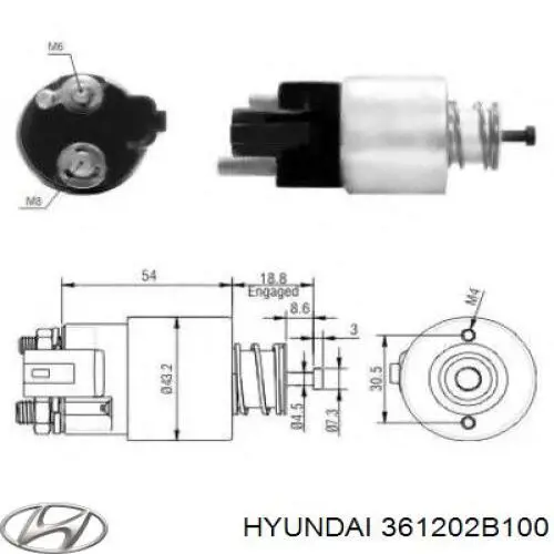 Реле втягивающее стартера Hyundai/Kia 361202B100