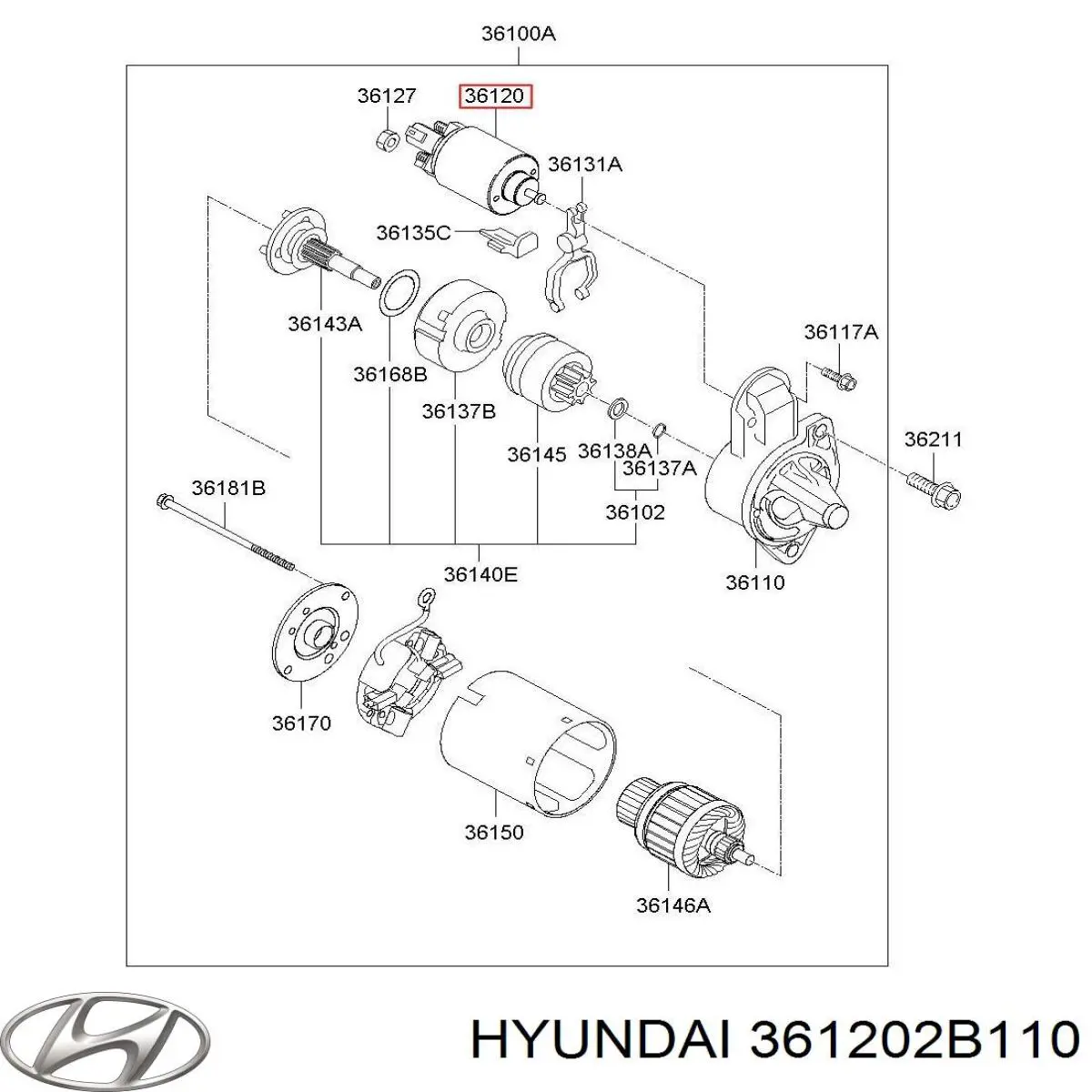 361202B110 Hyundai/Kia стартер