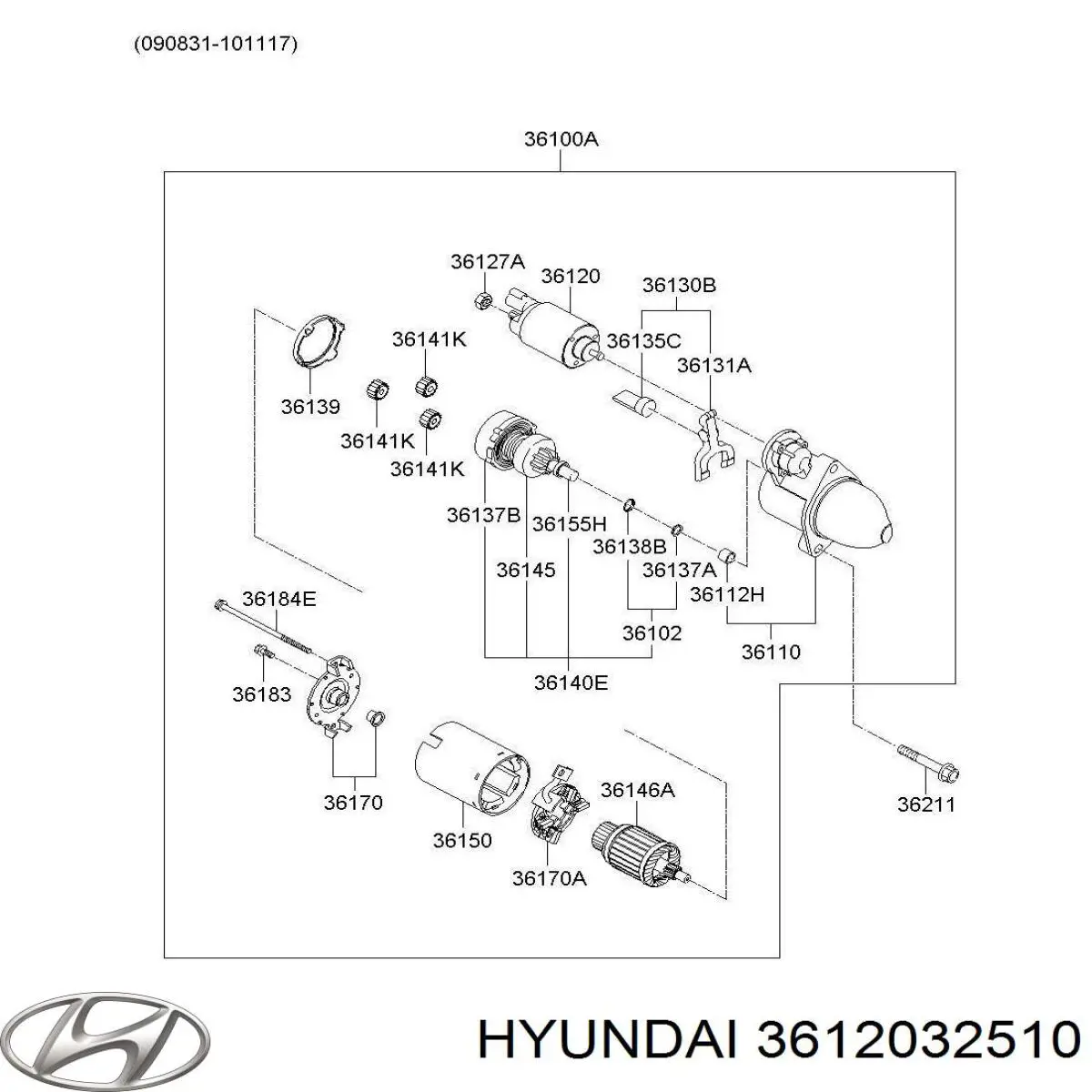 Втягивающее реле стартера 3612032510 Hyundai/Kia