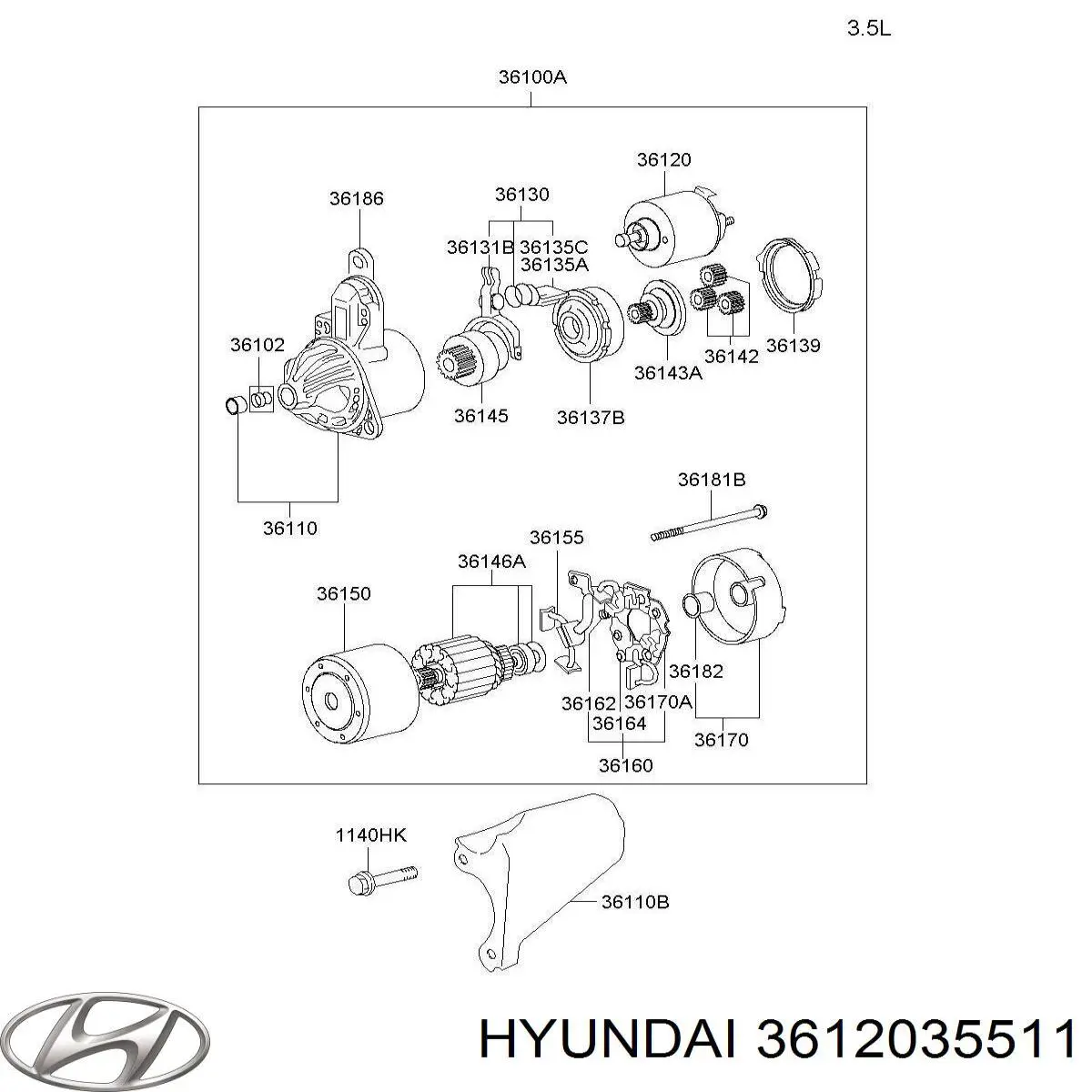 3612035511 Hyundai/Kia реле втягивающее стартера