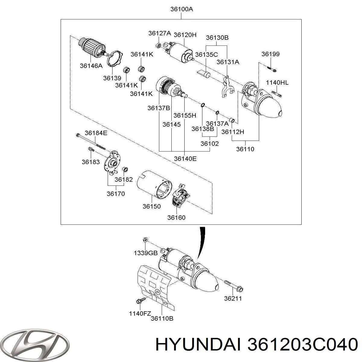 Relê retrator do motor de arranco para Hyundai Santa Fe (CM)