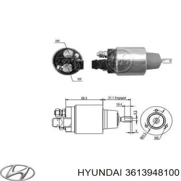 Бендикс стартера Hyundai/Kia 3613948100