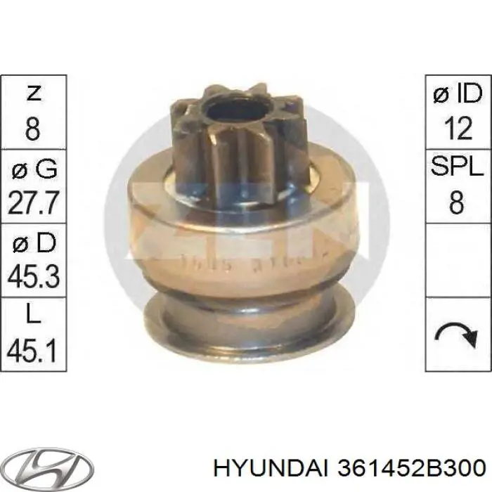 Бендикс стартера Hyundai/Kia 361452B300
