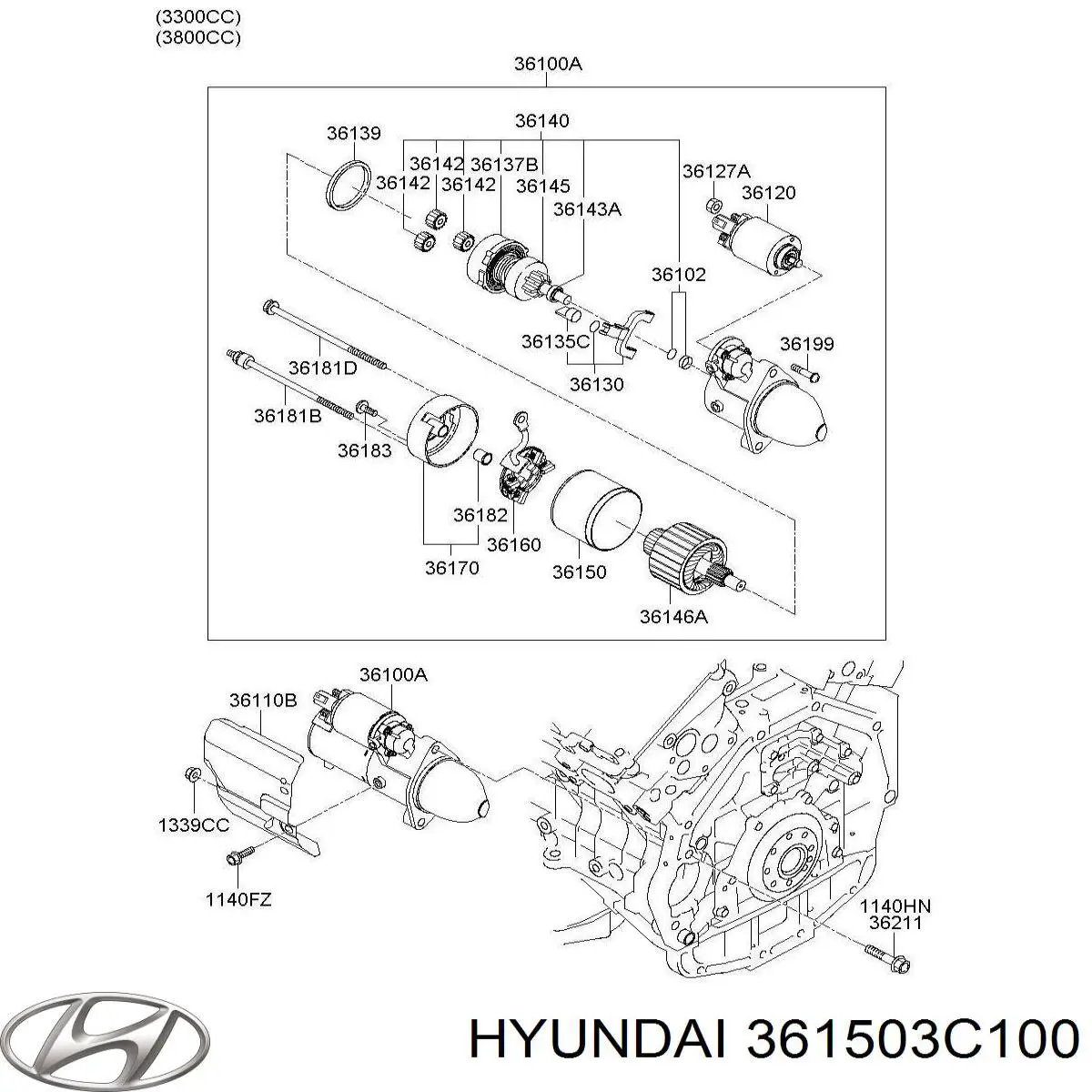 Купить 361503C100 Hyundai/Kia Якорь стартера