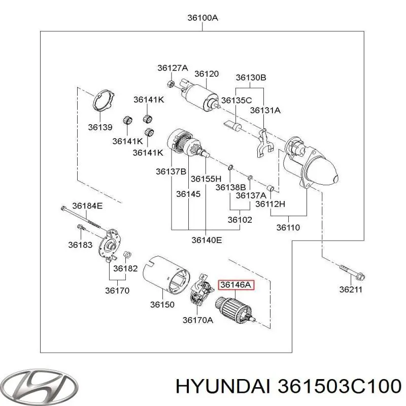 Якорь (ротор) стартера Hyundai/Kia 361503C100 цена, от 246.92 USD