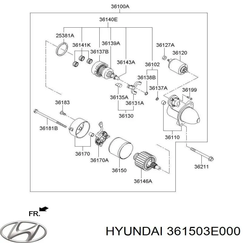 Купить 361503E000 Hyundai/Kia Якорь стартера