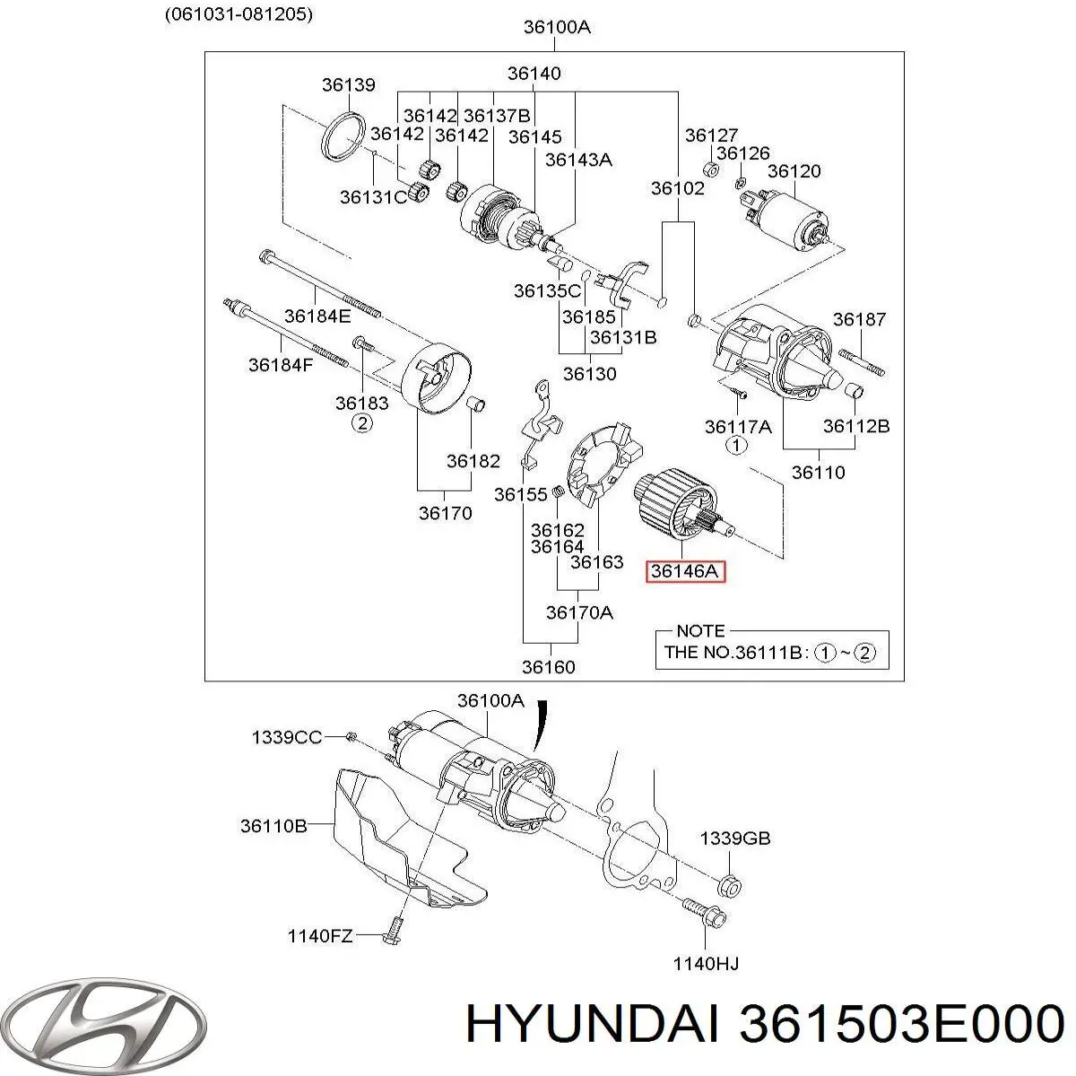 361503E000 Hyundai/Kia Ротор стартера