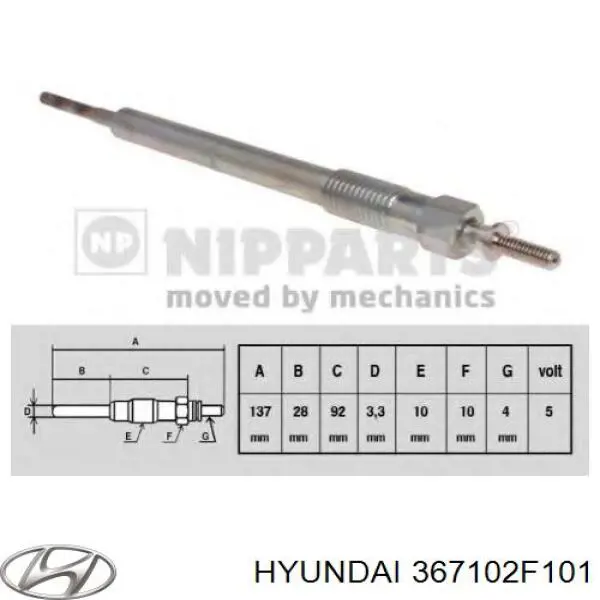 Свеча накала Hyundai/Kia 367102F101
