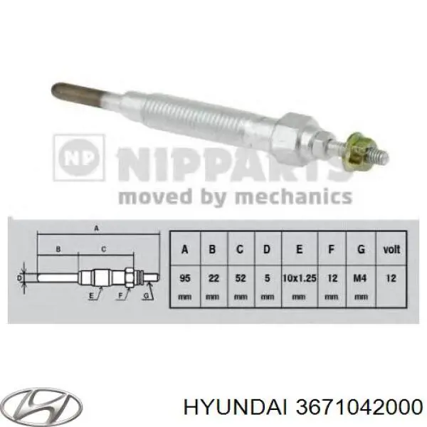 Купить 3671042000 Hyundai/Kia Свечи накала