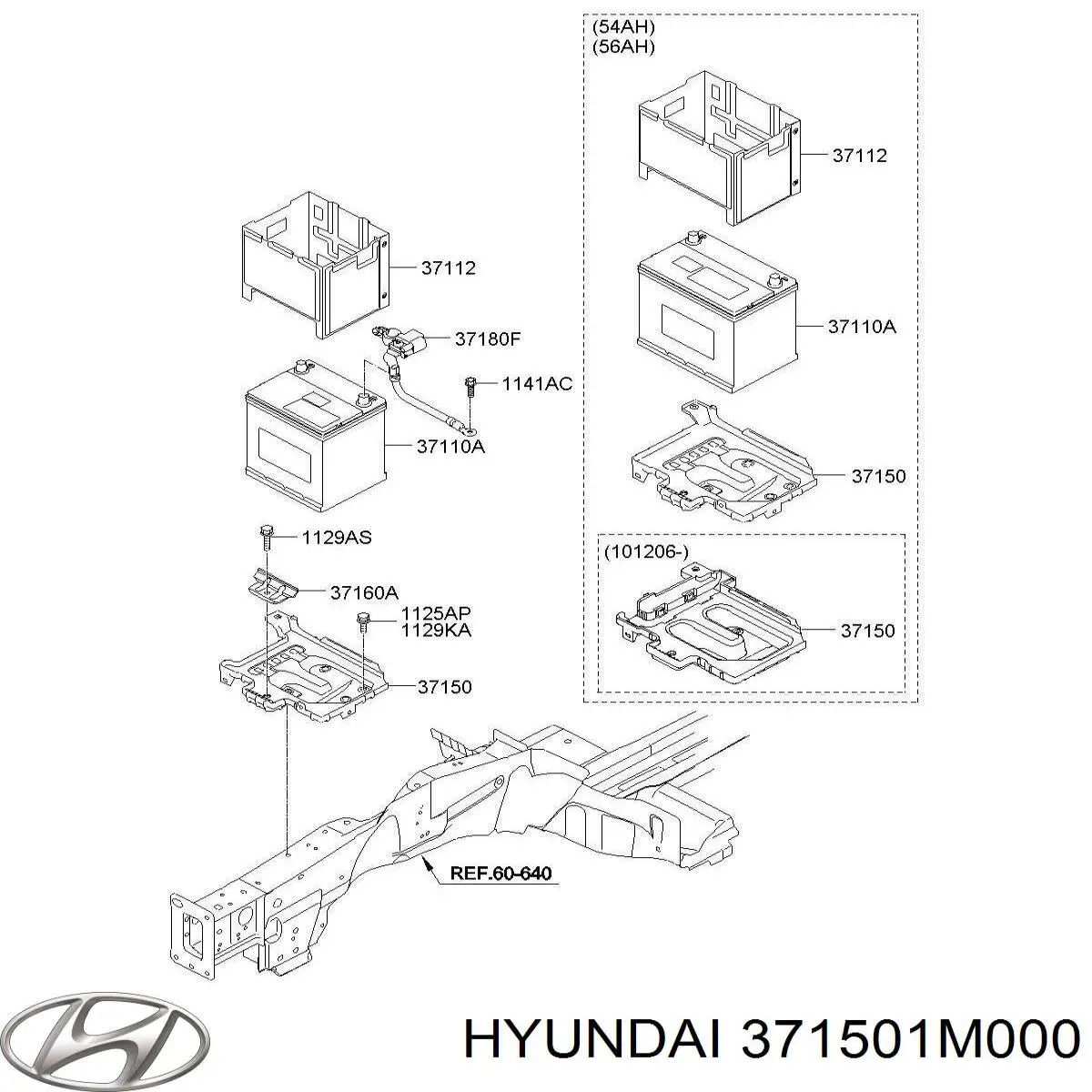 371501M000 Hyundai/Kia cárter de bateria recarregável (pilha)