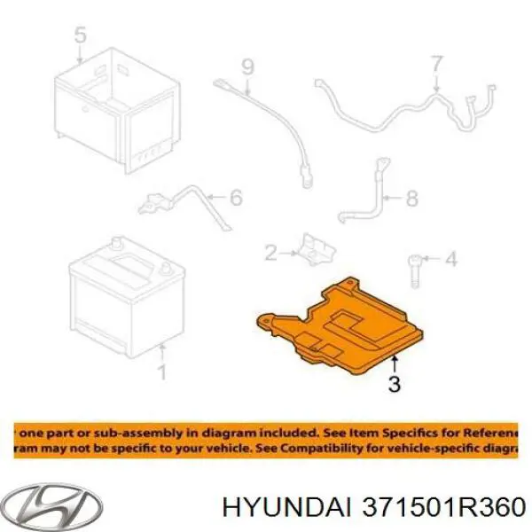 Поддон аккумулятора (АКБ) Hyundai/Kia 371501R360