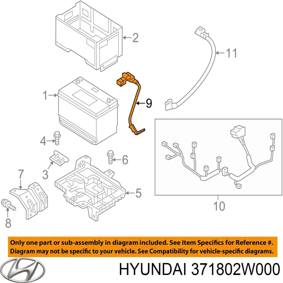 Кабель массы аккумулятора (АКБ) Hyundai/Kia 371802W000 цена, от 91.98 USD