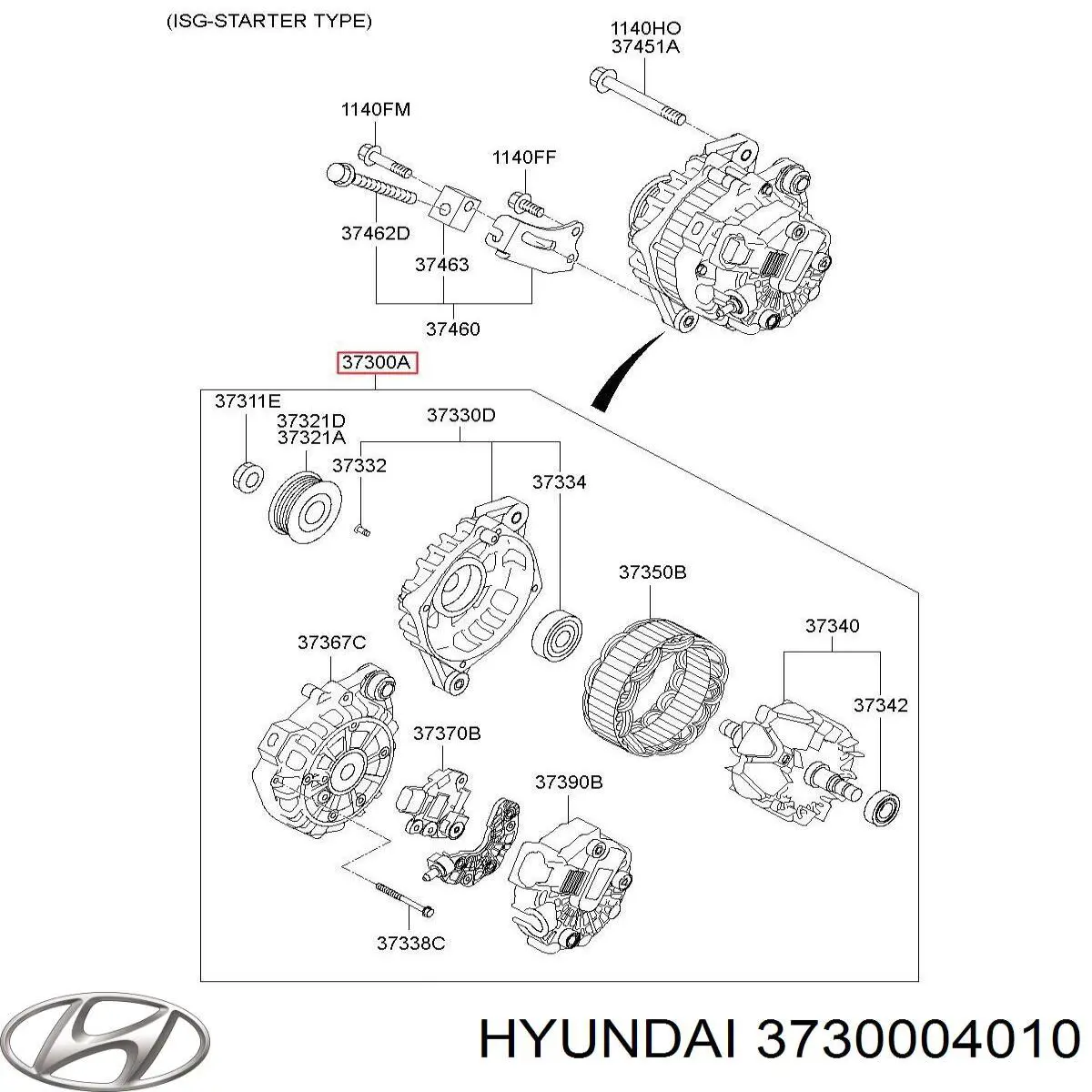 3730004010 Hyundai/Kia Генератор автомобильный