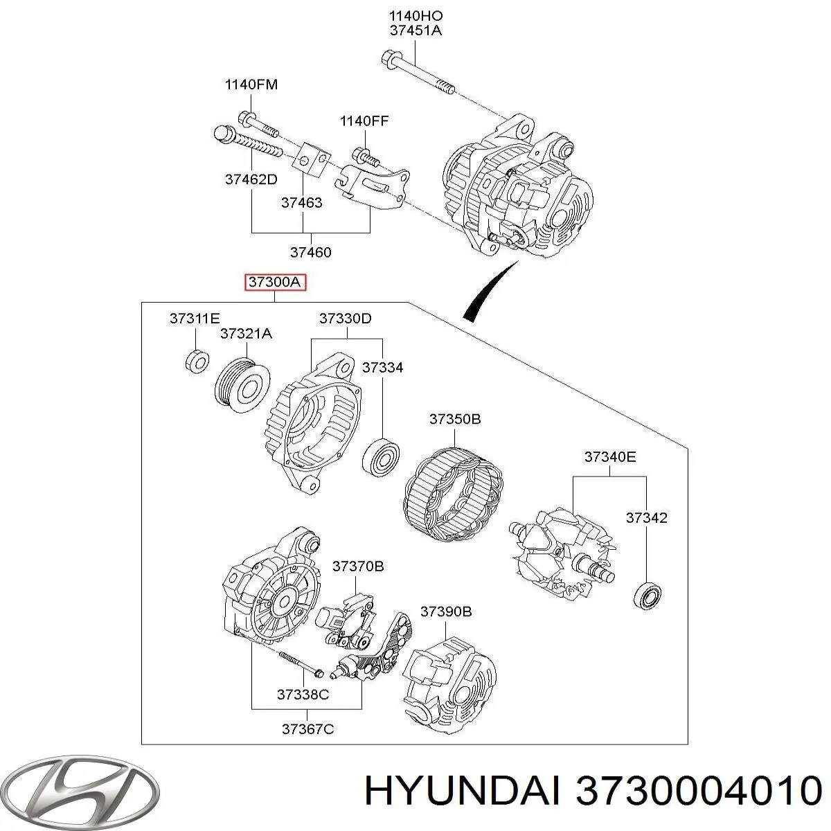 Генератор 3730004010 Hyundai/Kia