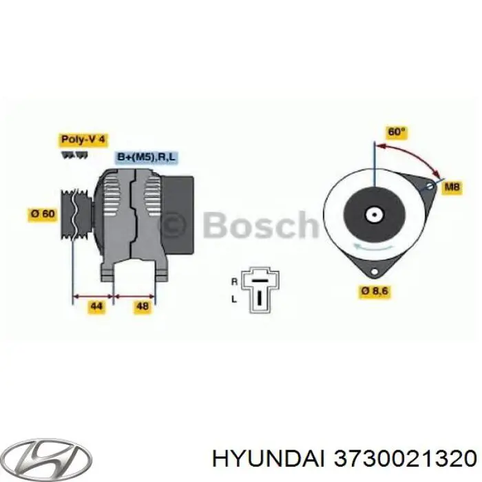 3730021320 Hyundai/Kia Генератор автомобильный