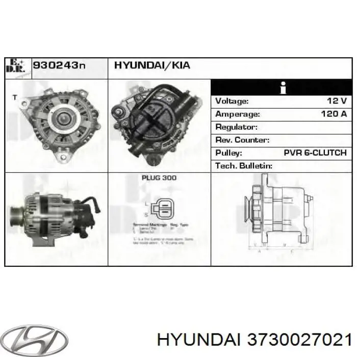Купить 3730027021 Hyundai/Kia Генератор