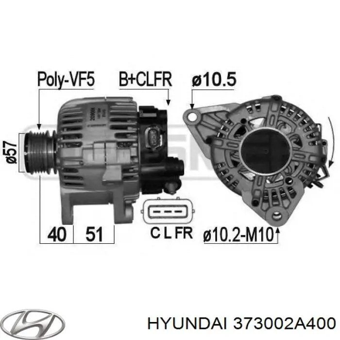 Генератор 373002A400 Hyundai/Kia