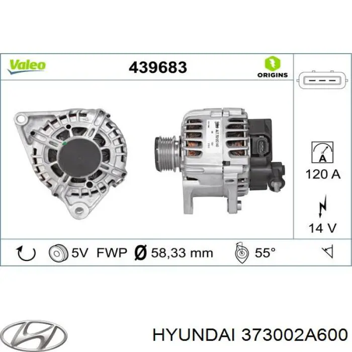 Генератор автомобиля Hyundai/Kia 373002A600