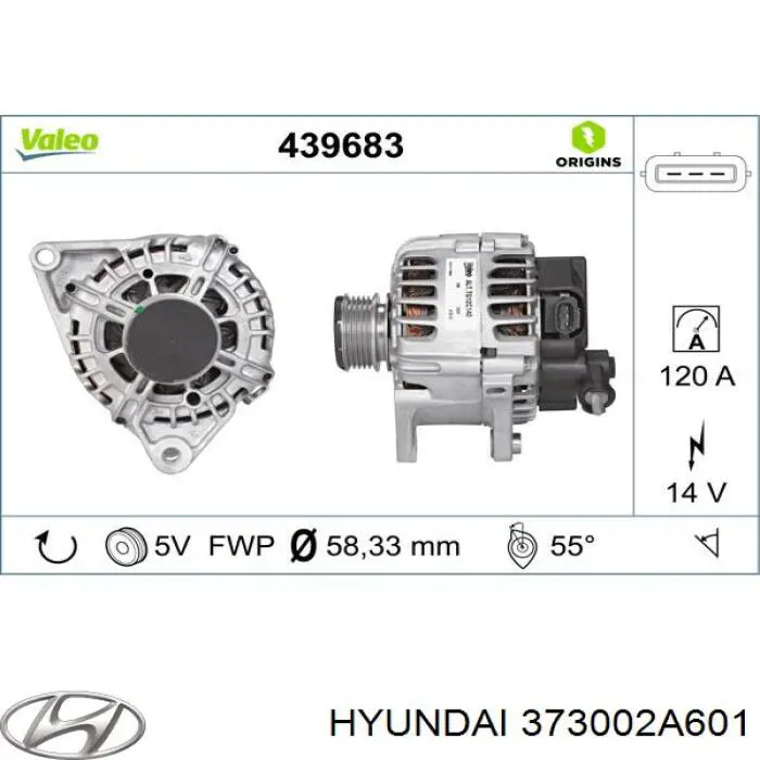 Купить 373002A601 Hyundai/Kia Генератор