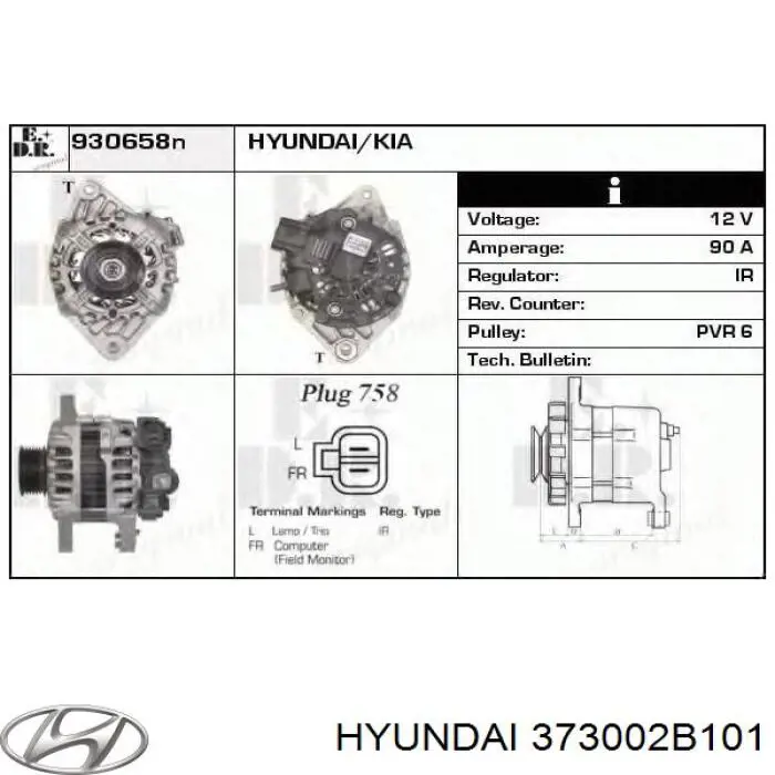 373002B101 Hyundai/Kia Генератор автомобильный