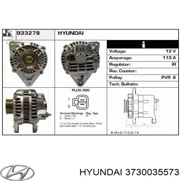 Купить 3730035573 Hyundai/Kia Генератор